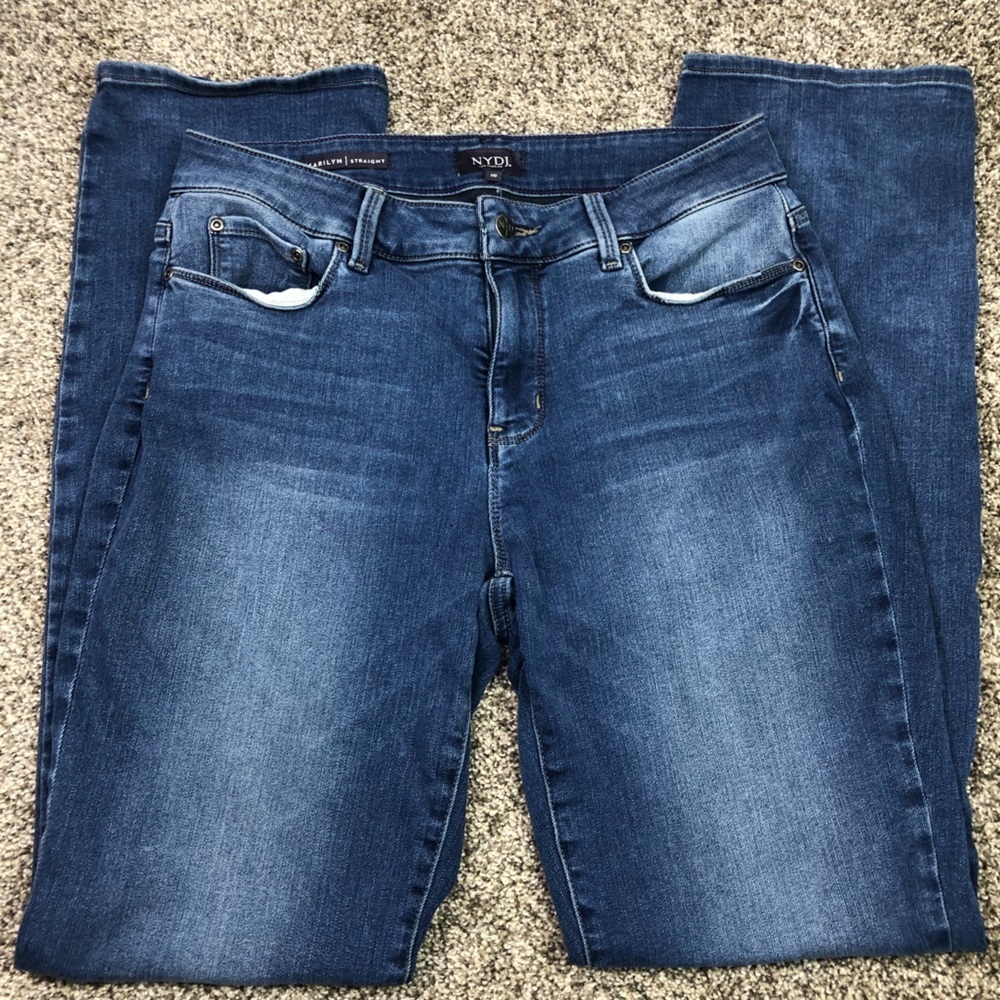 NYDJ Women’s Blue Denim Marilyn Straight Leg Jeans Size 10